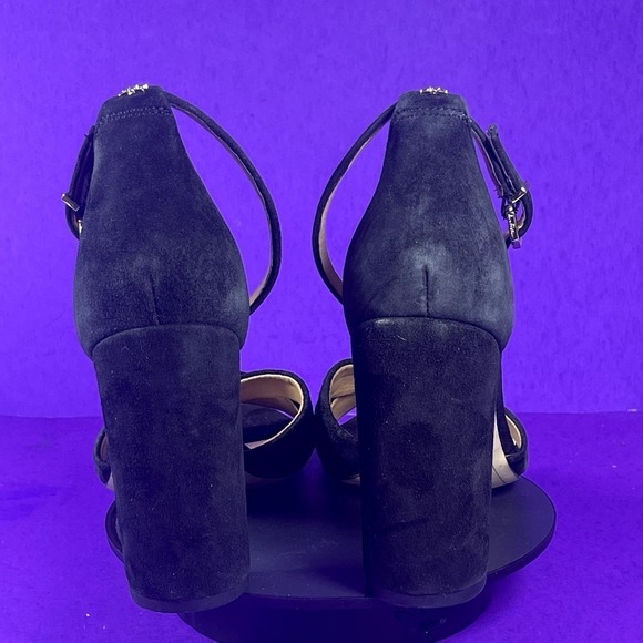 Sam Edelman Black Suede Yancy Block Heel Ankle Strap Sandal Shoe Size 11-NEW - Picture 4 of 8